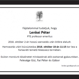 In Memoriam Prof. Dr. Lenkei Péter 